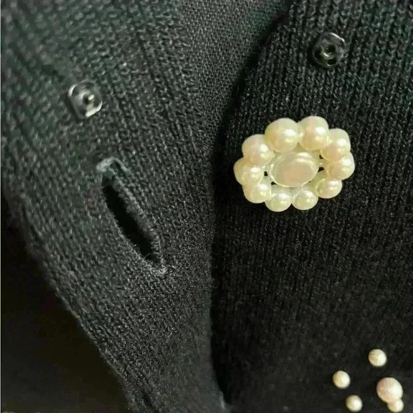 LESLIE FAYE VINTAGE BLACK PEARL DRESSY OFFICE UNION MADE ILGWU SWEATER SIZE 18W🖤 - Picture 8 of 11